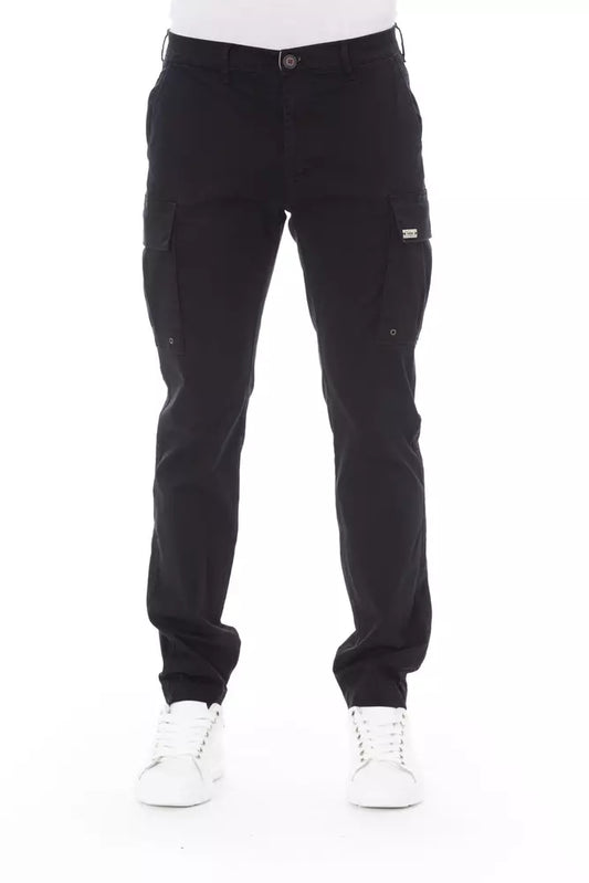 Baldinini Trend Black Cotton Men Cargo Pant Baldinini Trend