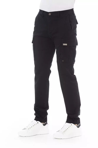 Baldinini Trend Black Cotton Men Cargo Pant Baldinini Trend