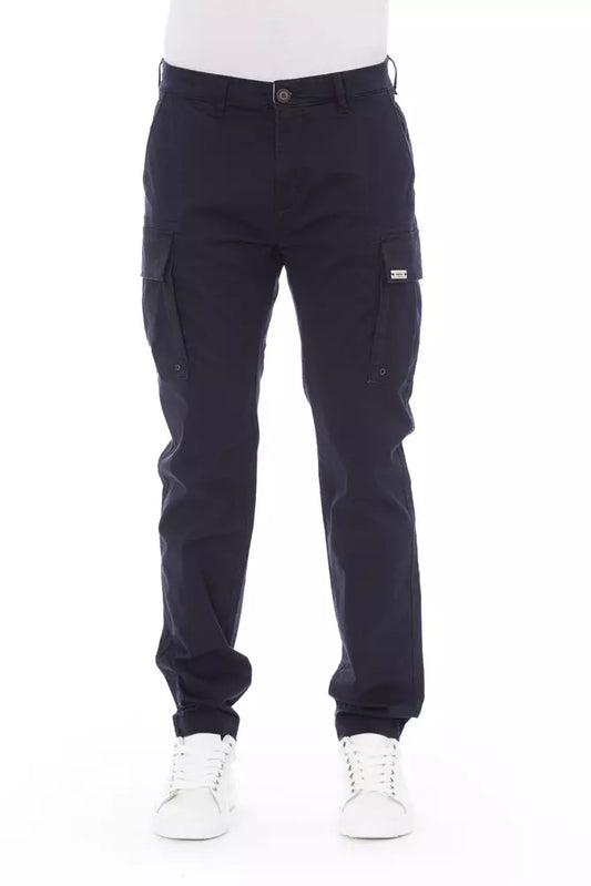 Baldinini Trend Blue Cotton Men Cargo Trouser Baldinini Trend