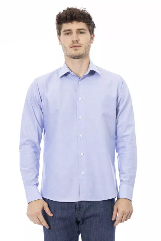 Baldinini Trend Light Blue Cotton Men Shirt Baldinini Trend