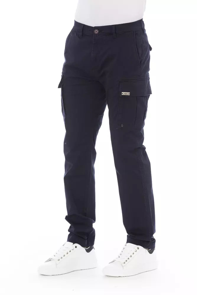 Baldinini Trend Blue Cotton Men Cargo Trouser Baldinini Trend