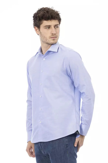 Baldinini Trend Light Blue Cotton Men Shirt Baldinini Trend