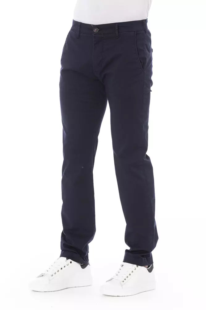 Baldinini Trend Blue Cotton Men Chino Pant Baldinini Trend