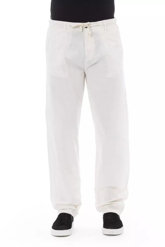 Baldinini Trend White Cotton Men Trouser Baldinini Trend