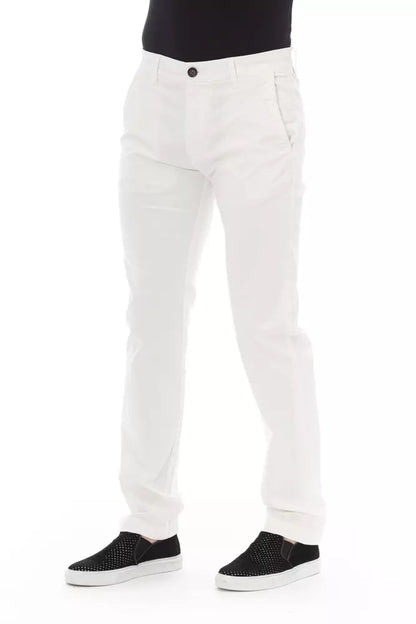 Baldinini Trend White Cotton Men Chino Trouser Baldinini Trend