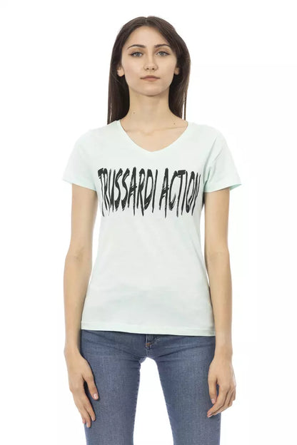 Trussardi Action Light Blue Cotton Women Top Trussardi Action