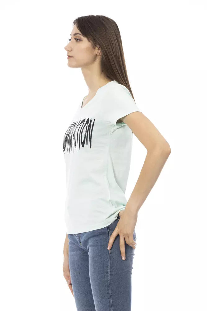 Trussardi Action Light Blue Cotton Women Top Trussardi Action