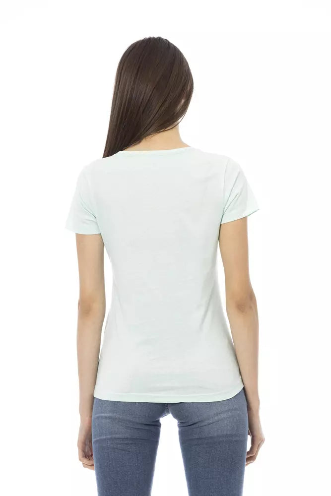 Trussardi Action Light Blue Cotton Women Top Trussardi Action