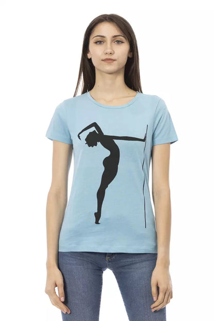 Trussardi Action Light Blue Cotton Women Top Trussardi Action