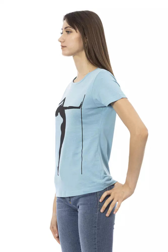 Trussardi Action Light Blue Cotton Women Top Trussardi Action