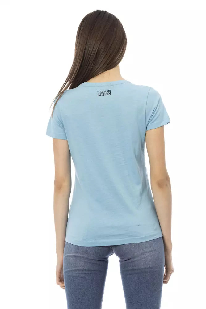 Trussardi Action Light Blue Cotton Women Top Trussardi Action