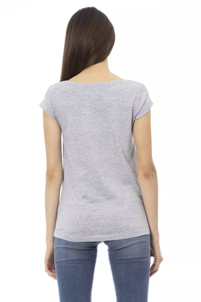 Trussardi Action Gray Cotton Women Top Trussardi Action