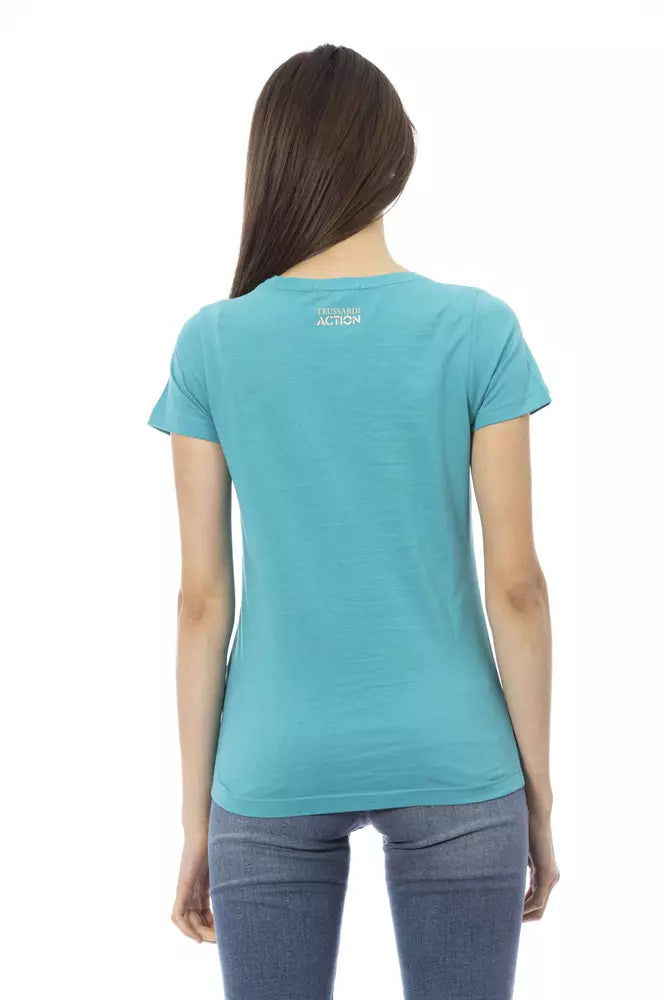 Trussardi Action Light Blue Cotton Women Top Trussardi Action