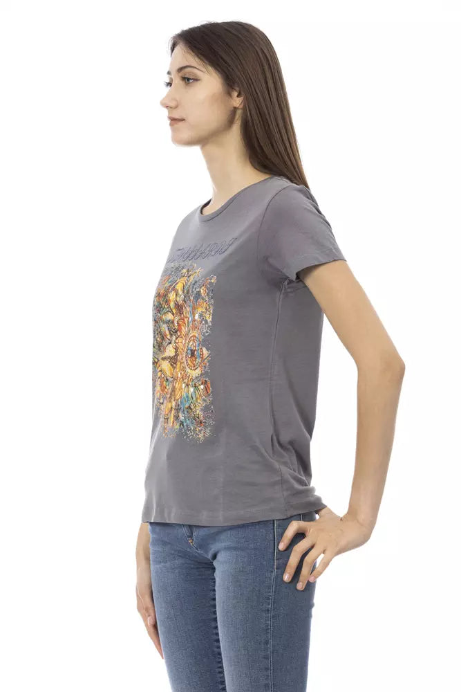 Trussardi Action Gray Cotton Women Top Trussardi Action