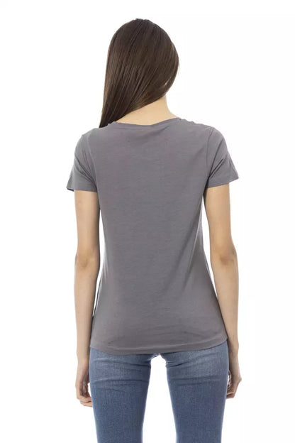 Trussardi Action Gray Cotton Women Top Trussardi Action