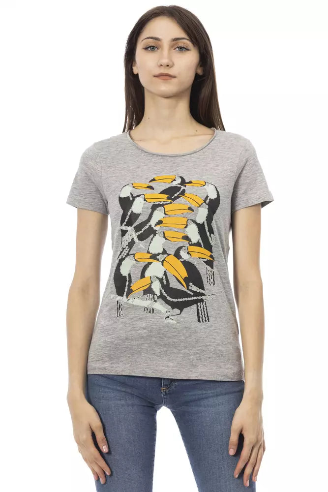 Trussardi Action Gray Cotton Women Top Trussardi Action