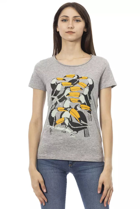 Trussardi Action Gray Cotton Women Top Trussardi Action