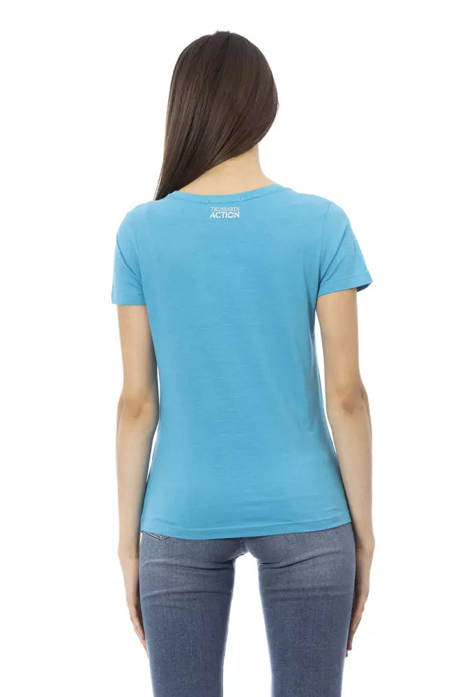 Trussardi Action Light Blue Cotton Women Top Trussardi Action