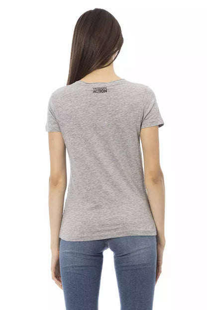 Trussardi Action Gray Cotton Women Top Trussardi Action