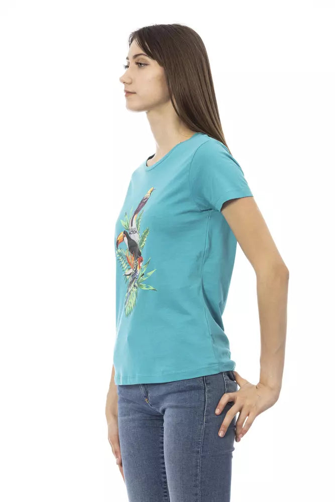 Trussardi Action Light Blue Cotton Women Top Trussardi Action