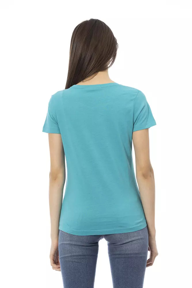 Trussardi Action Light Blue Cotton Women Top Trussardi Action