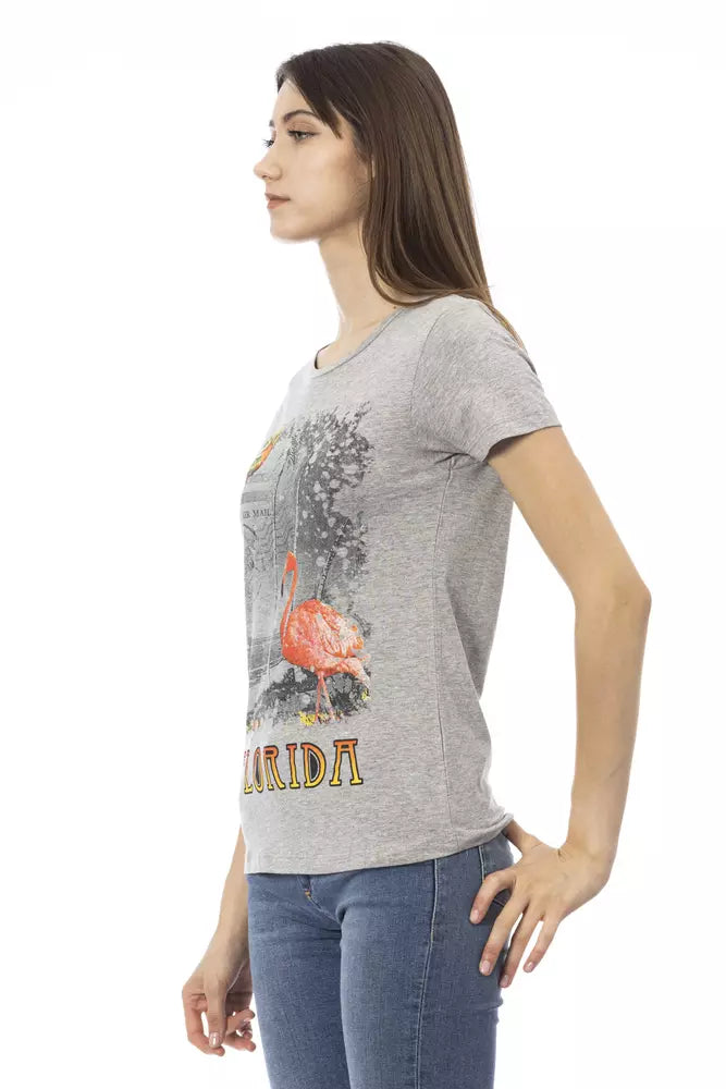 Trussardi Action Gray Cotton Women Top Trussardi Action