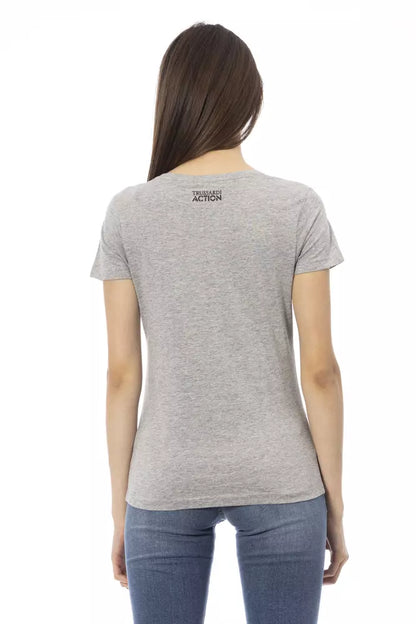 Trussardi Action Gray Cotton Women Top Trussardi Action