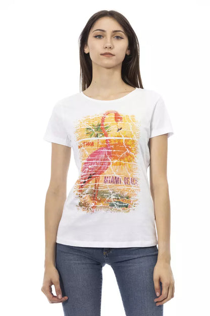 Trussardi Action Chic White Tee with Graphic Flair Trussardi Action