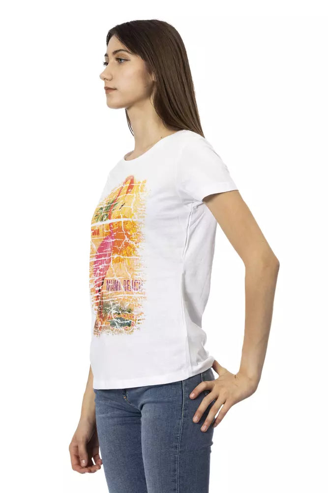 Trussardi Action Chic White Tee with Graphic Flair Trussardi Action