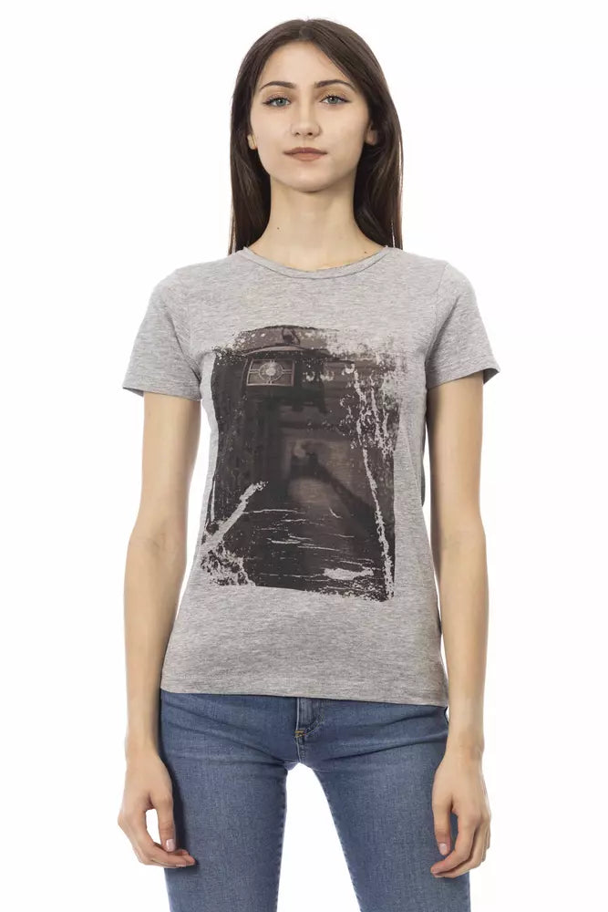 Trussardi Action Gray Cotton Women Top Trussardi Action