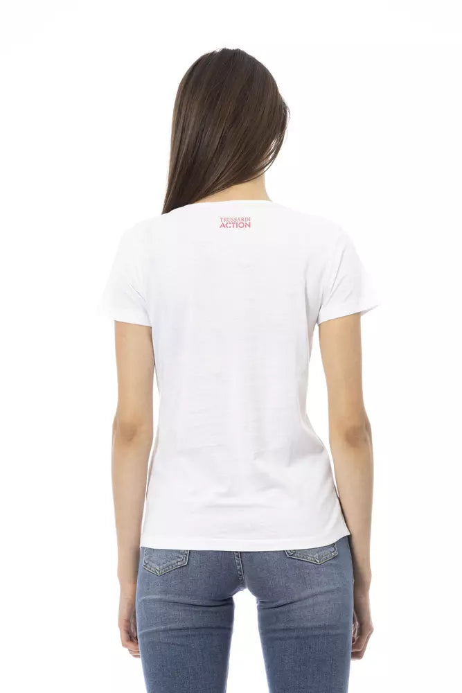 Trussardi Action Chic White Tee with Graphic Flair Trussardi Action