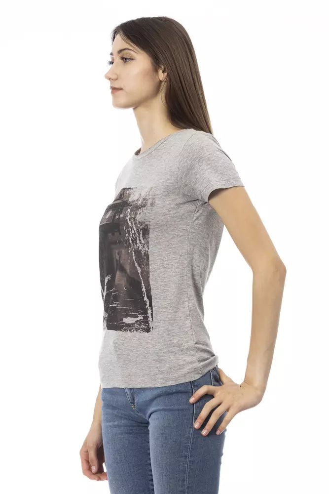 Trussardi Action Gray Cotton Women Top Trussardi Action