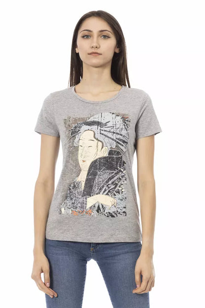 Trussardi Action Gray Cotton Women Top Trussardi Action