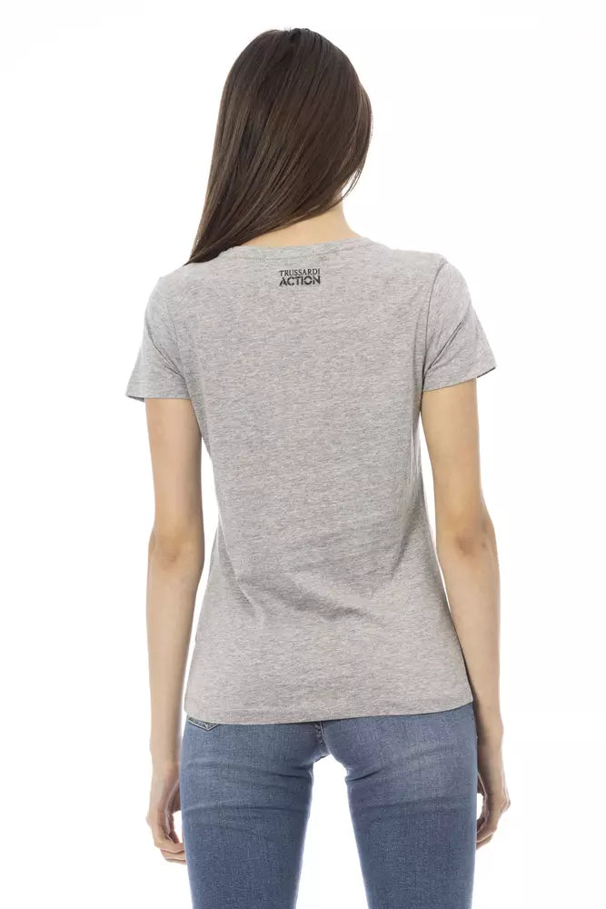 Trussardi Action Gray Cotton Women Top Trussardi Action