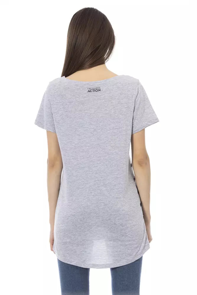 Trussardi Action Gray Cotton Women Top Trussardi Action