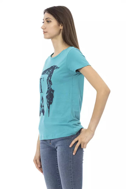 Trussardi Action Light Blue Cotton Women Top Trussardi Action