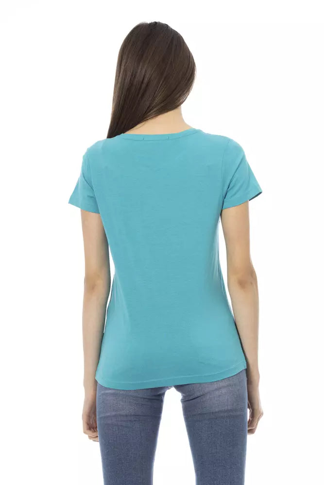 Trussardi Action Light Blue Cotton Women Top Trussardi Action