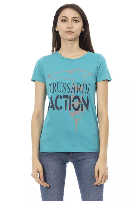 Trussardi Action Light Blue Cotton Women Top Trussardi Action