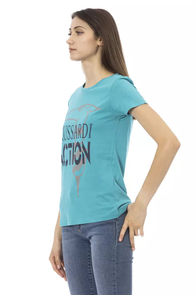 Trussardi Action Light Blue Cotton Women Top Trussardi Action