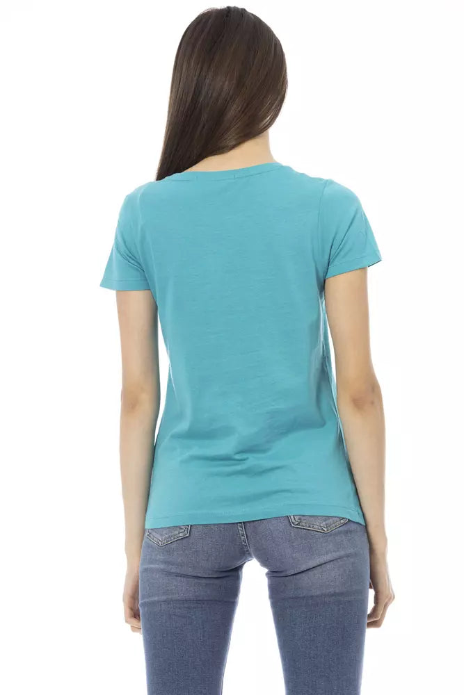 Trussardi Action Light Blue Cotton Women Top Trussardi Action