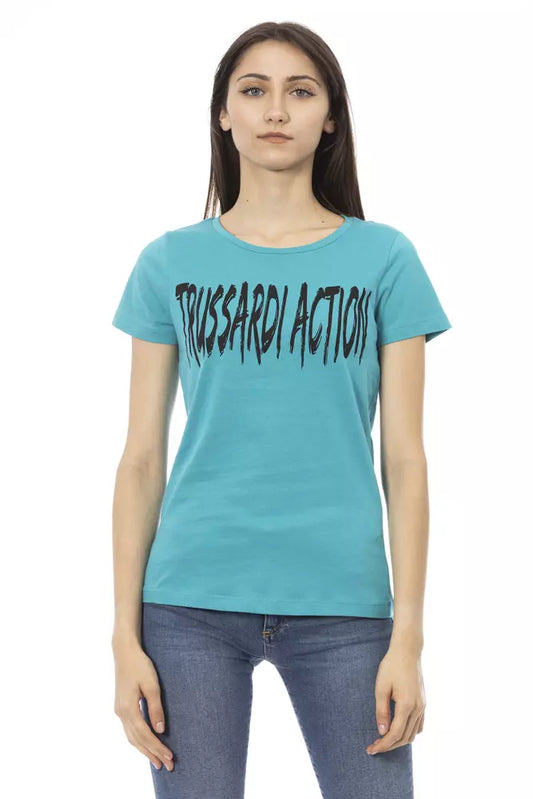 Trussardi Action Light Blue Cotton Women Top Trussardi Action