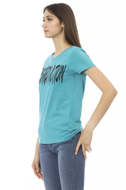 Trussardi Action Light Blue Cotton Women Top Trussardi Action