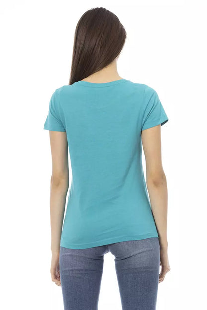 Trussardi Action Light Blue Cotton Women Top Trussardi Action