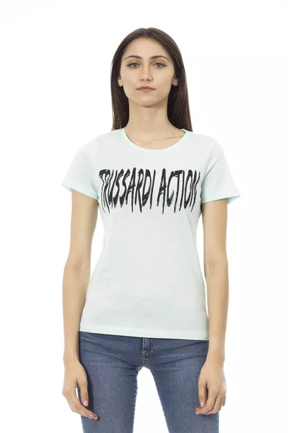 Trussardi Action Light Blue Cotton Women Top Trussardi Action