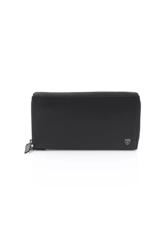 Automobili Lamborghini Black Calf Leather Men Wallet Automobili Lamborghini