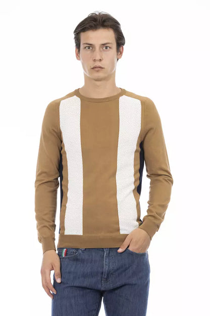 Baldinini Trend Brown Cotton Men Sweater Baldinini Trend