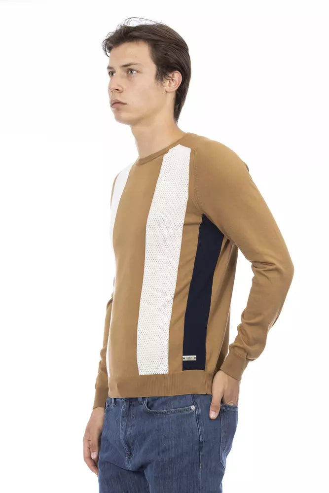 Baldinini Trend Brown Cotton Men Sweater Baldinini Trend