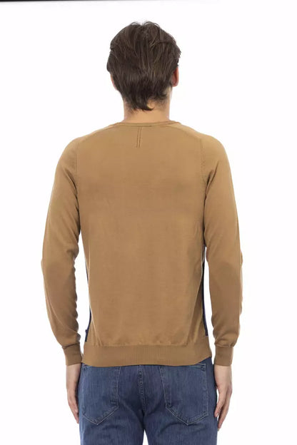 Baldinini Trend Brown Cotton Men Sweater Baldinini Trend