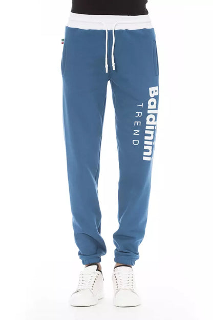 Baldinini Trend Blue Cotton Men Sport Pant Baldinini Trend