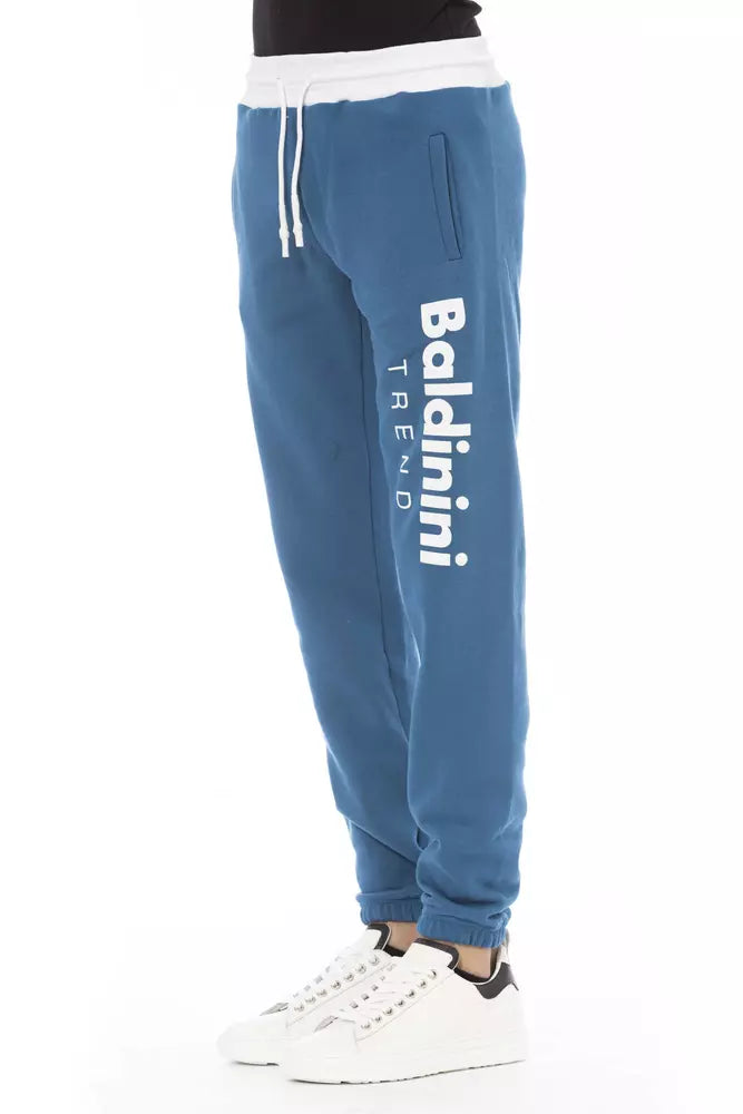 Baldinini Trend Blue Cotton Men Sport Pant Baldinini Trend